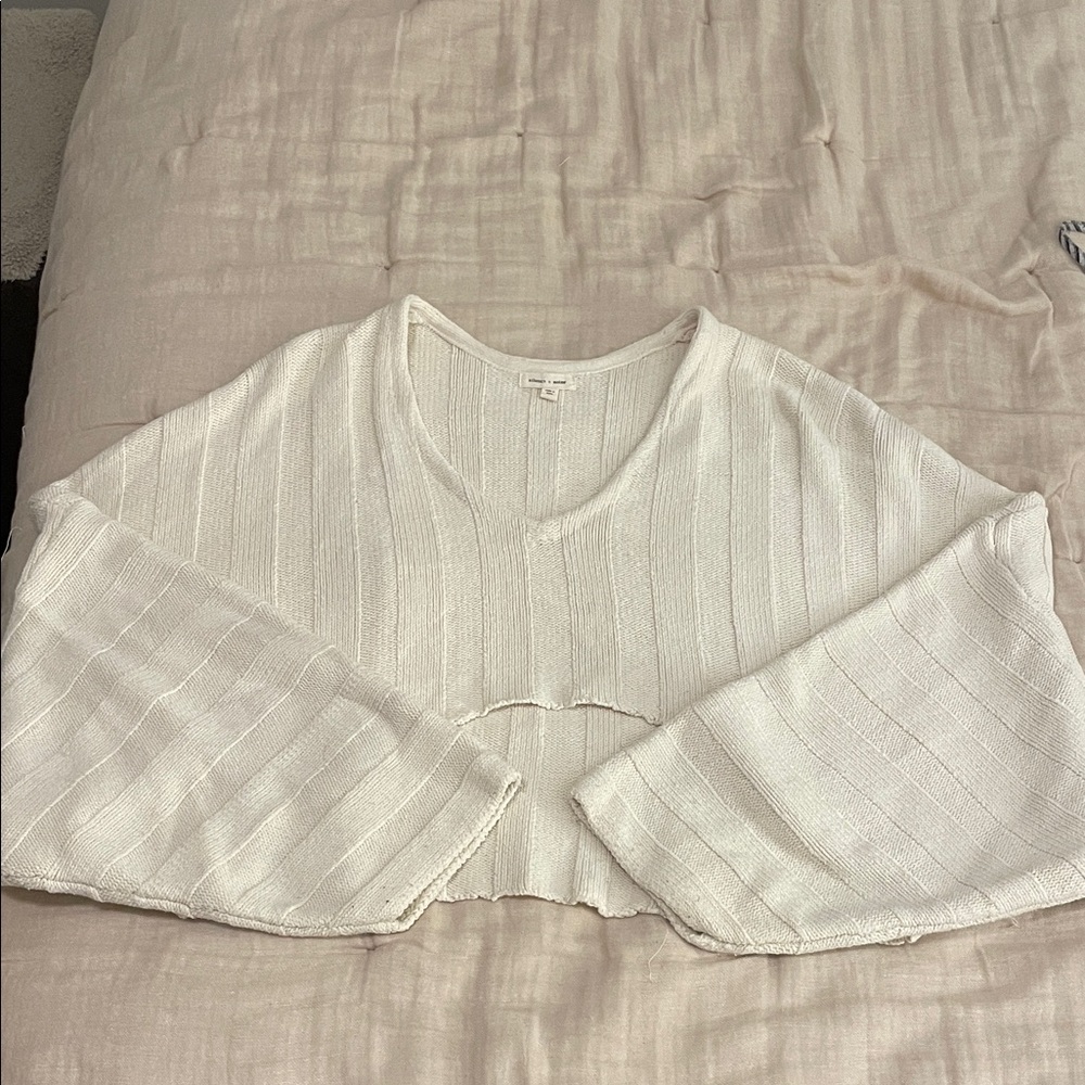 Silence + Noise Cream Knit Cropped Top